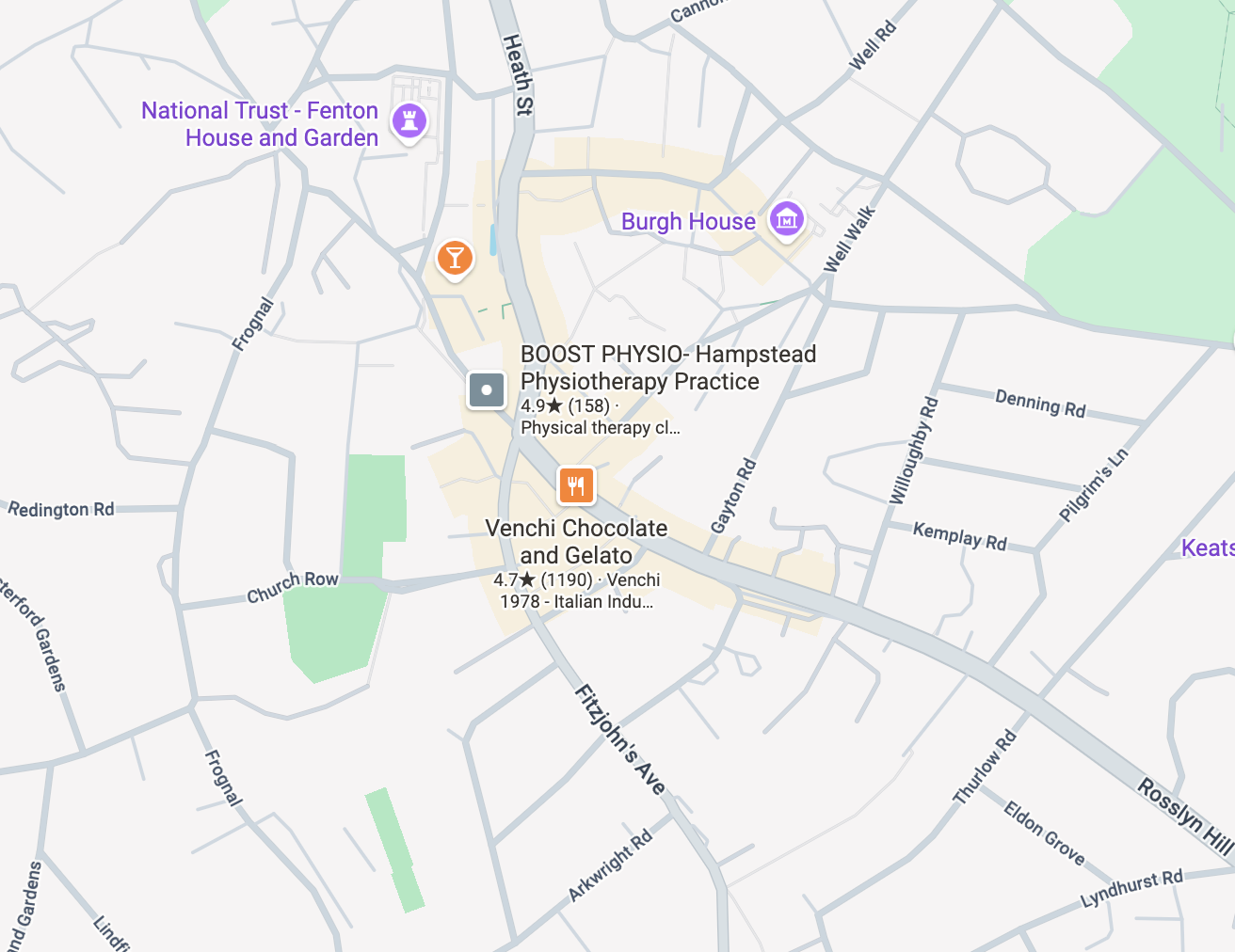 Map of Hampstead in North London