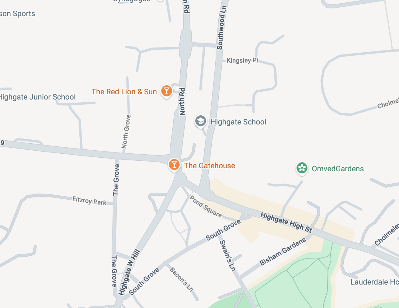 Map of Highgate in North London